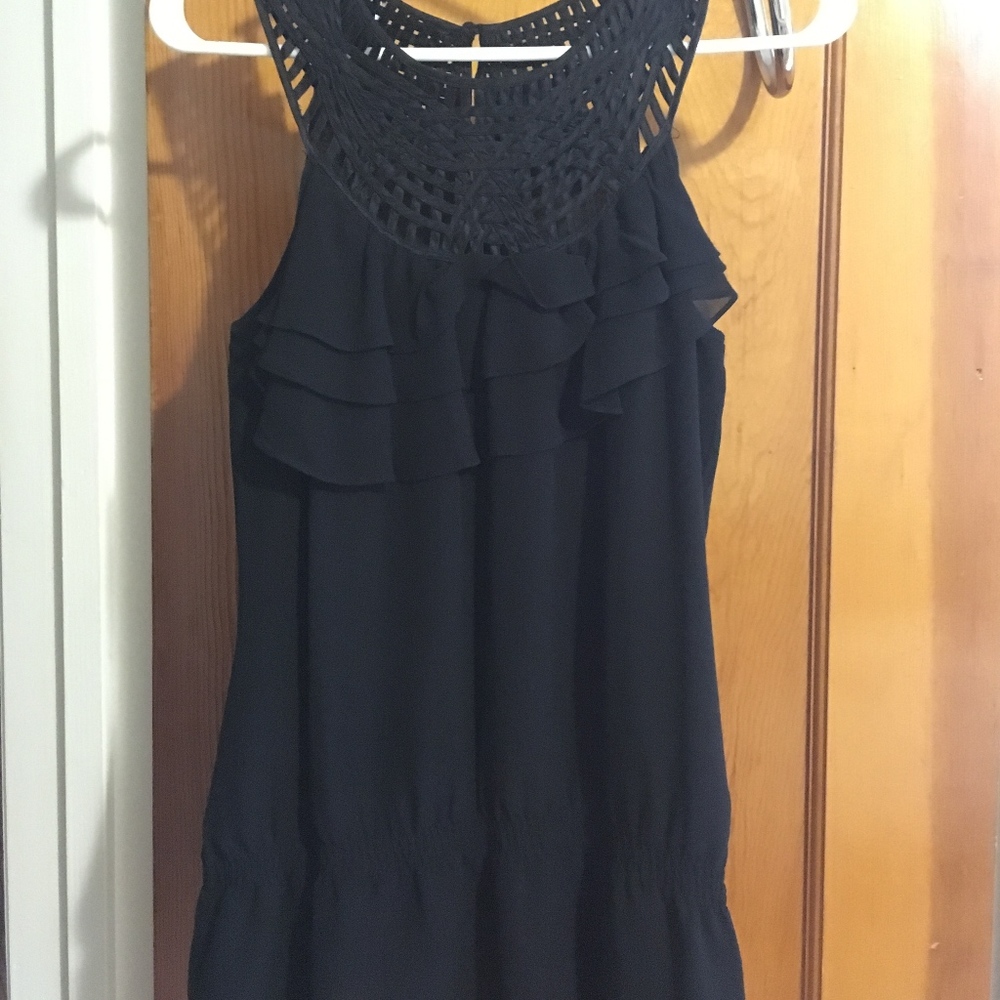 White House Black Market Black Silk Blouse